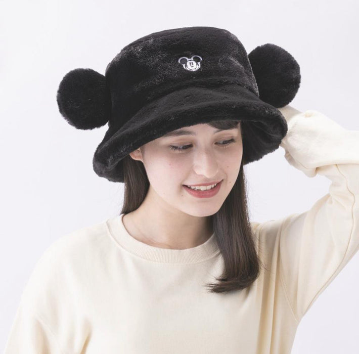 TDR - Fluffy Boa Mickey Mouse Bucket Hat with Ear (Color: Black)