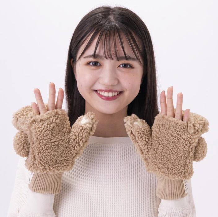 TDR - Fluffy Fluffy Cute Gentle Colors x Mickey Mouse Gloves for Adults (Color: Brown)