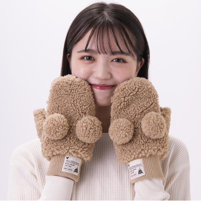TDR - Fluffy Fluffy Cute Gentle Colors x Mickey Mouse Gloves for Adults (Color: Brown)