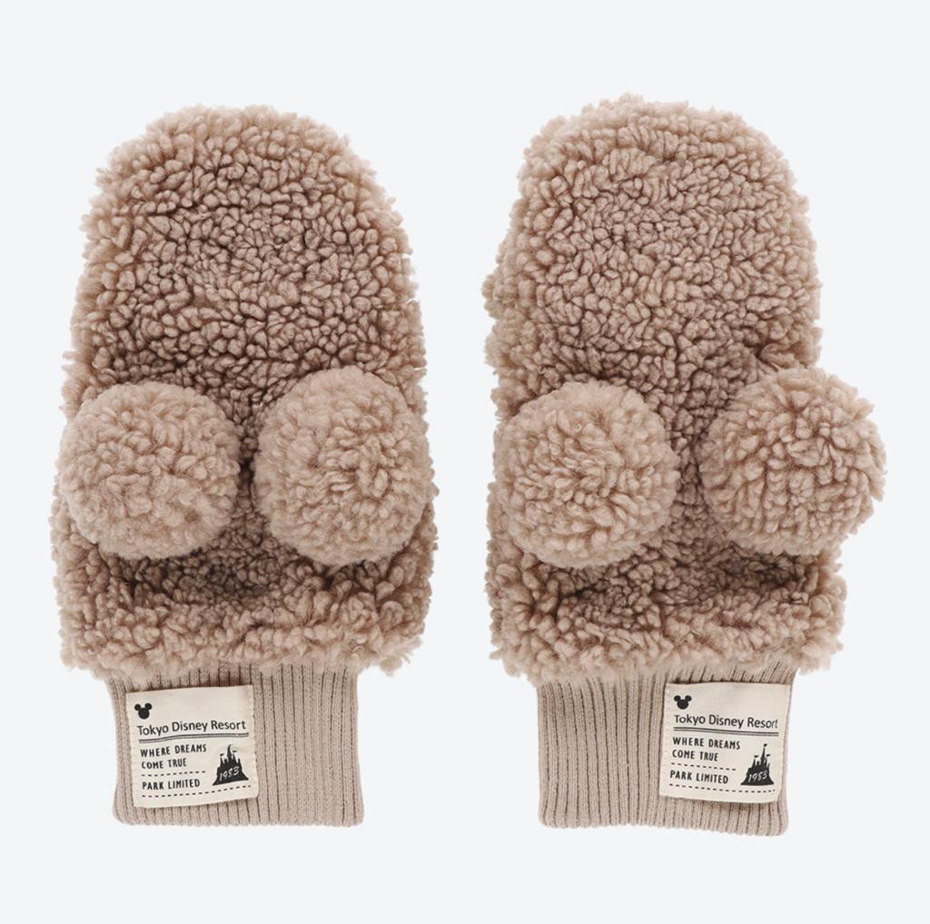 TDR - Fluffy Fluffy Cute Gentle Colors x Mickey Mouse Gloves for Adults (Color: Brown)
