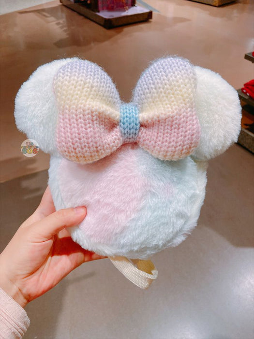 SHDL - Minnie Mouse Fluffy Pastel Color Knitting Bow Shoulder Bag