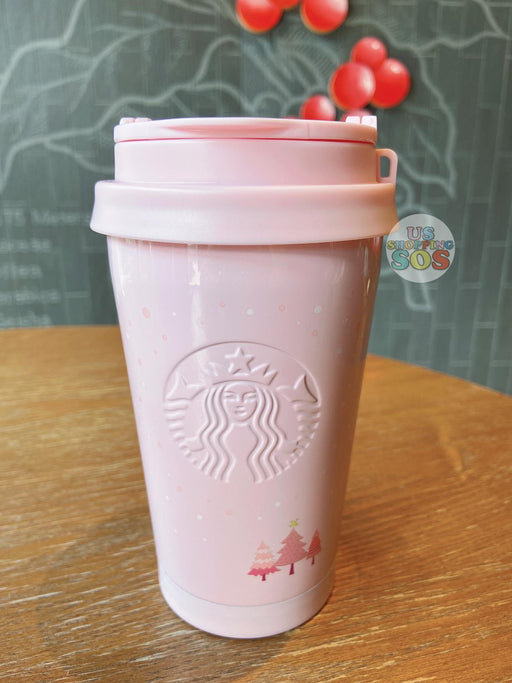 Starbucks China - Pink Christmas - 13oz Pink Snow Dancing Double Wall Stainless Steel Tumbler