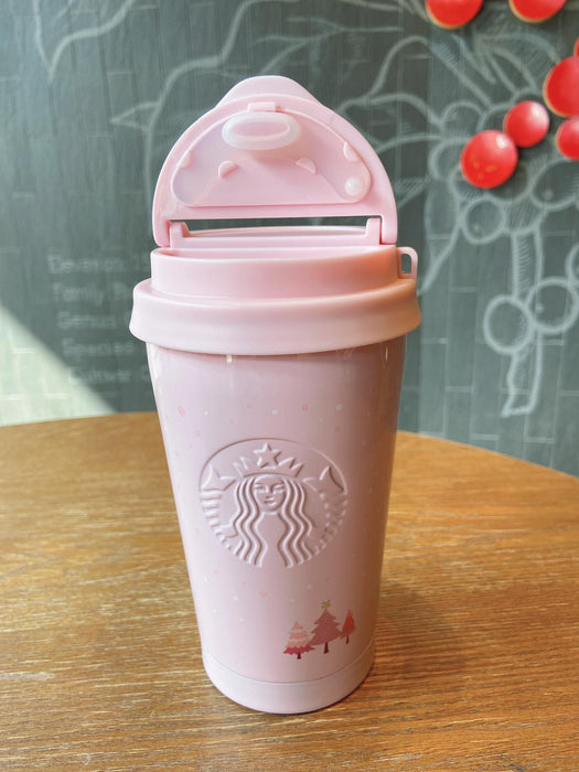 Starbucks China - Pink Christmas - 13oz Pink Snow Dancing Double Wall Stainless Steel Tumbler