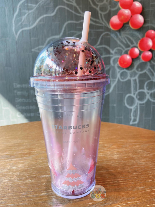 Starbucks China - Pink Christmas - 16oz Pink Forest Cold Cup Tumbler