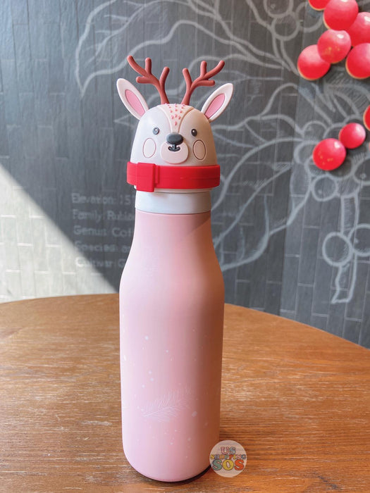 Starbucks China - Pink Christmas - 16oz Pink Reindeer Stainless Steel Bottle