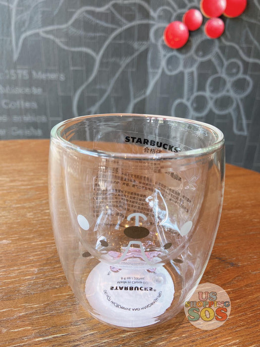Starbucks China - Pink Christmas - 8oz Reindeer Double Wall Glass Cup