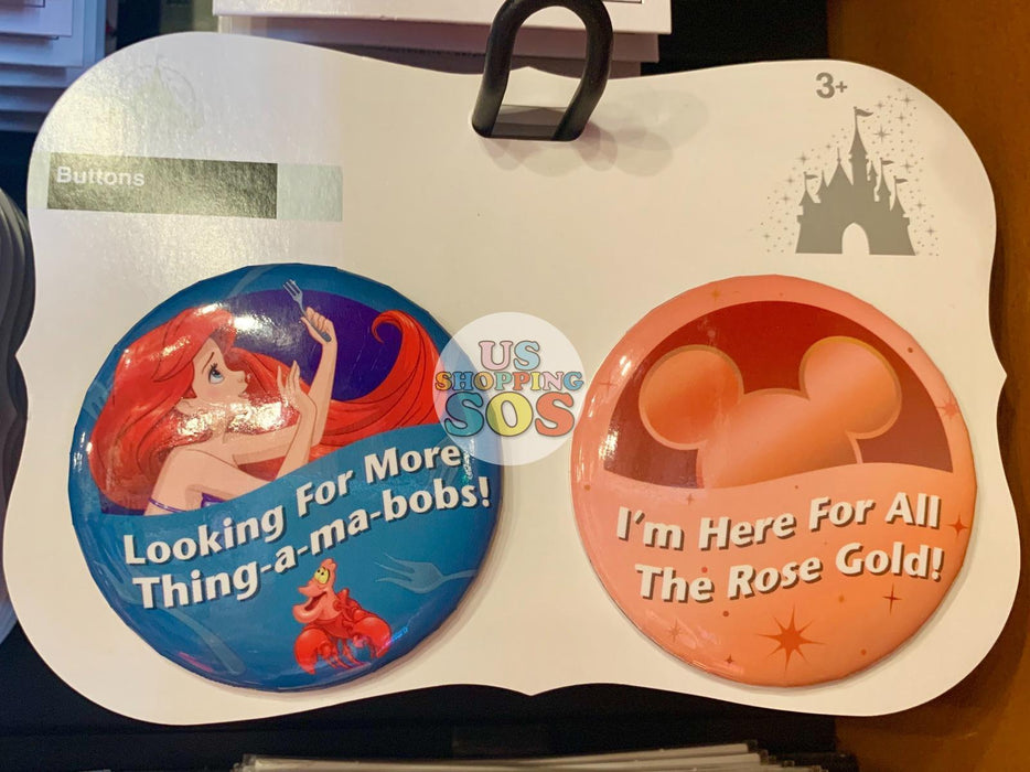 DLR - Button Badge Set - The Little Mermaid & Rose Gold