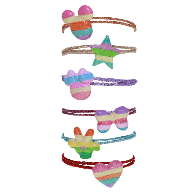 HKDL - Mickey Mouse and Minnie Mouse Rainbow Hair Accessories Set