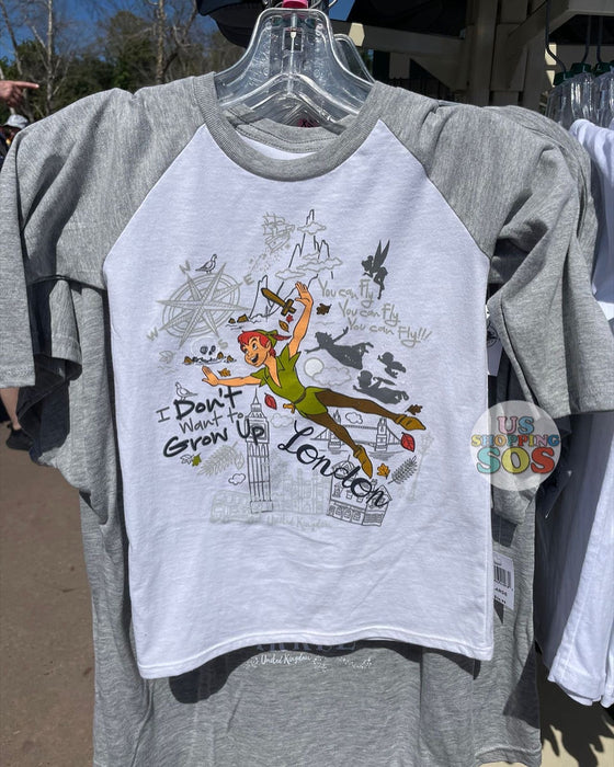 WDW - Epcot World Showcase United Kingdom - Peter Pan “I Don’t Want to Grow Up” Raglan T-shirt (Youth)