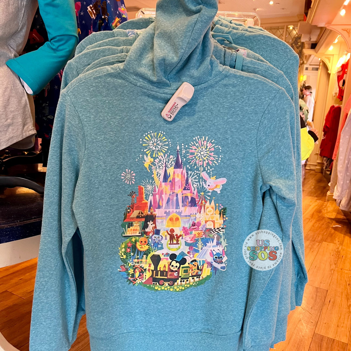 DLR WDW Disney x Joey Chou Disney Attractions Firework Night Heather Teal Hoodie Zip Jacket Adult