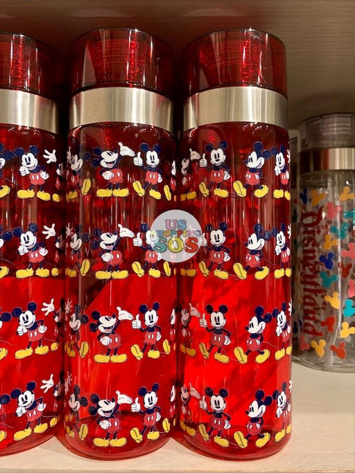 DLR - Plastic Water Bottle - Red All-Over-Print Mickey Mouse