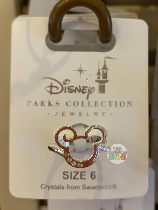 DLR - Disney Parks Jewelry - Swarovski Crystal Mickey Script Icon Ring (Silver)
