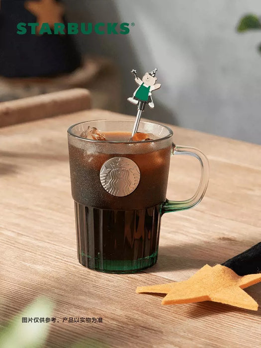 Starbucks China - Bearista 2022 - 3. Ombré Green Glass Mug with Bearista Stir 400ml