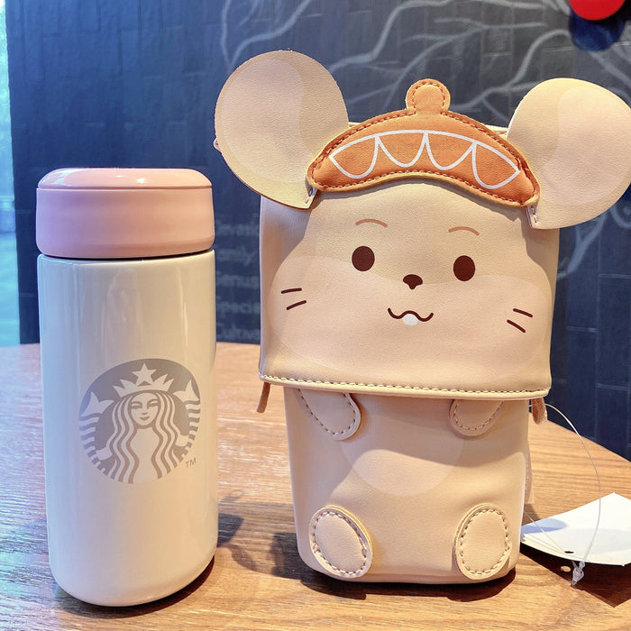 Starbucks China - New Year 2020 Mouse Vacation - 11oz Stainless Steel Bottle with Beanie Mouse Case
