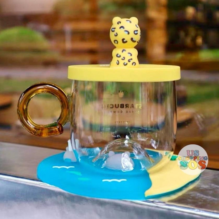Starbucks China - Summer Safari - Yellow Leopard Bearista Glass Cup Set 414ml