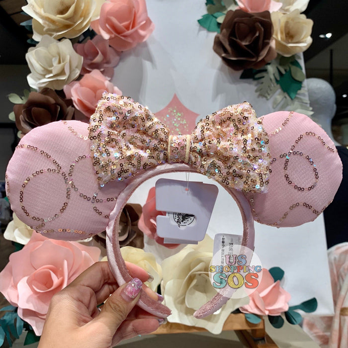 DLR - Minnie Briar Rose Gold Sequin Bow Pink Headband