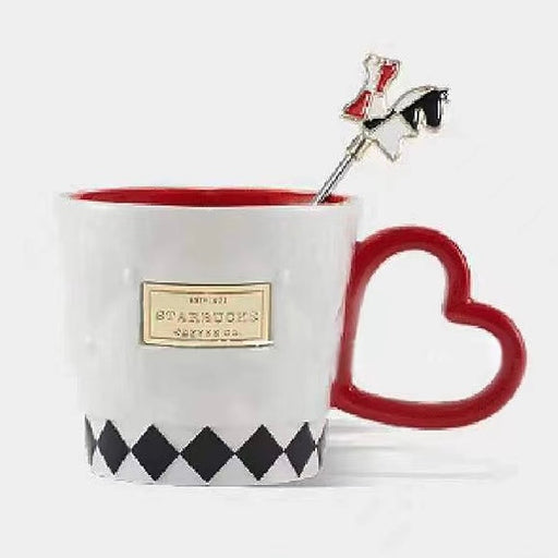 Starbucks China - Valentine’s Checker 2022 - 2. Checker Heart Handle Ceramic Mug + Stir 390ml