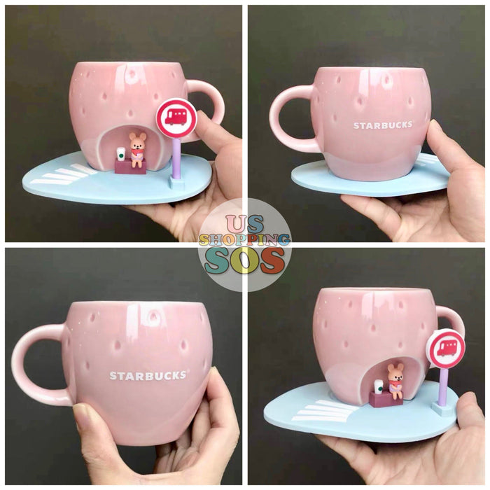Starbucks China - New Year 2020 Mouse Vacation - 12oz Mouse at Strawberry Station Mug & Saucer