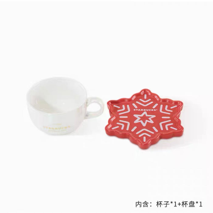 Starbucks China - Christmas 2022 - 7. Iridescent Mug with Red Snowflake Saucer 355ml