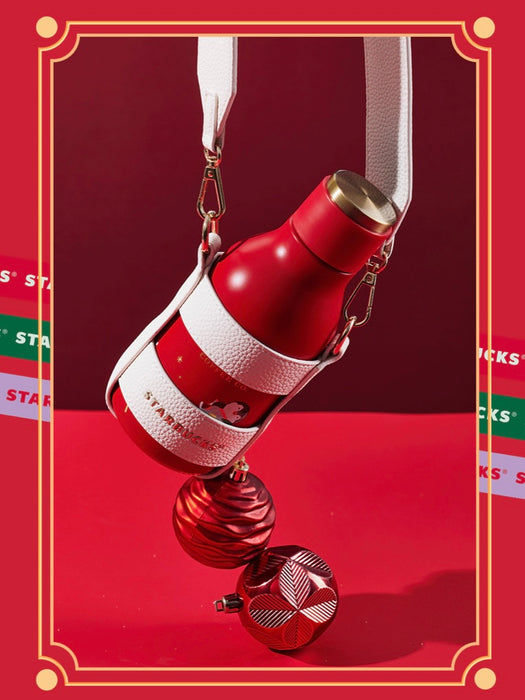 Starbucks China - Christmas 2021 - 42. Christmas Party Stainless Steel Water Bottle 450ml + Bottle Carrier