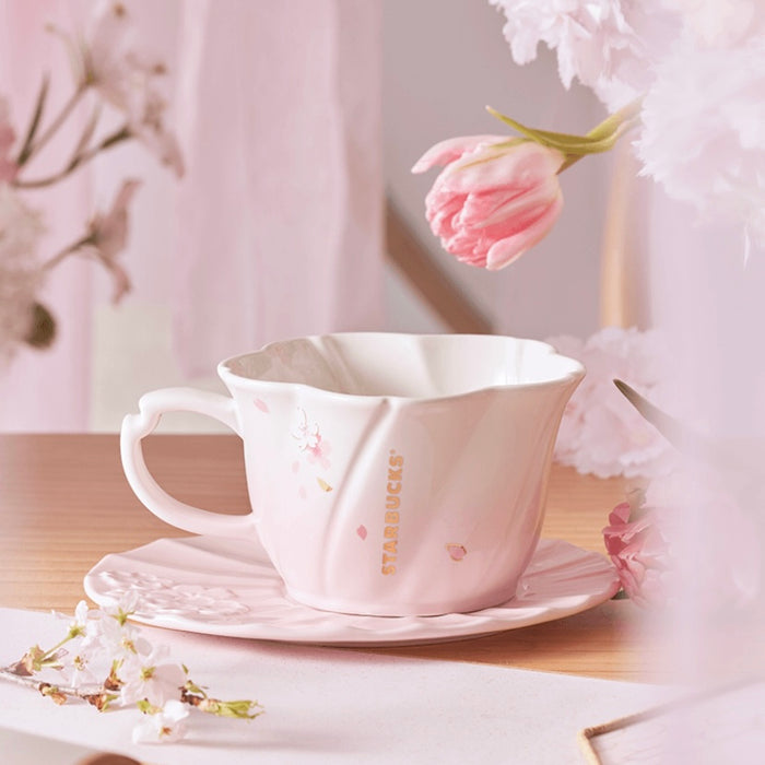 Starbucks China - Cherry Blossom 2022 - 24. Sakura Petal Ceramic Tea Cup & Saucer Set 355ml