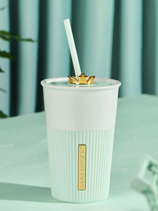 Starbucks China - Fairy Mint - 2. Gold Crown Lid Embossed Ceramic Cold Cup 600ml