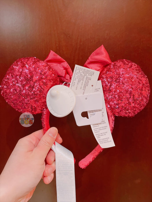 SHDL - Minnie Mouse Red Color Bow Red Sequin Ear Headband