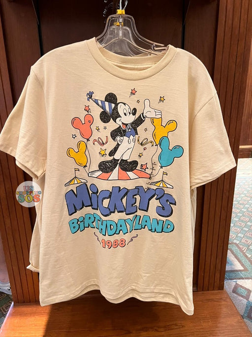 On Hand!! DLR/WDW - Graphic T-shirt - “Mickey’s Birthdayland 1988” (Adult) (Wheat)