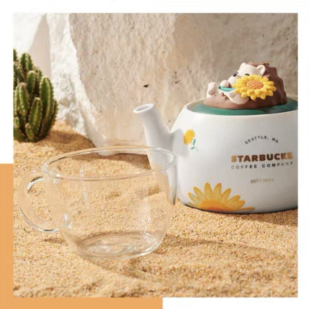 Starbucks China - Happy Hedgehog - 1. Hedgehog Sunflower Tea Pot & Glass Cup Set