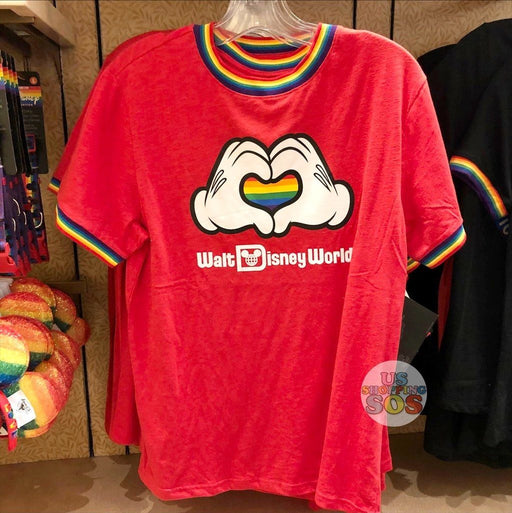WDW - Rainbow Collection - "Walt Disney World" Hand Heart Red T-shirt (Adult)