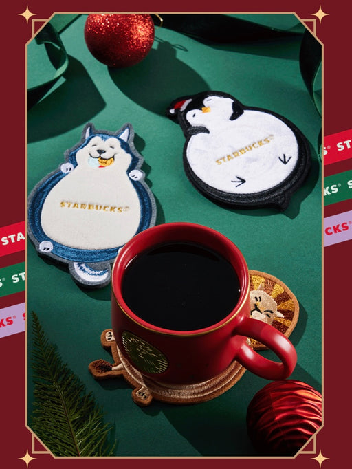 Starbucks China - Christmas 2021 - 47. Red Mug 355ml with Animal Coasters Set
