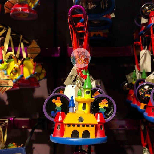 WDW - Ear Hat Hand Printed Ornament - Mickey & Minnie Rainbow Castle