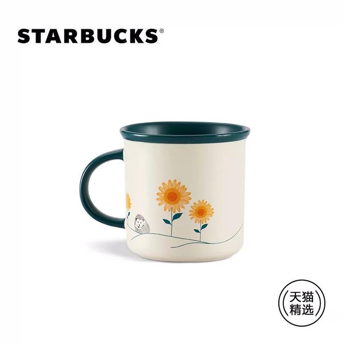 Starbucks China - Happy Hedgehog - 9. Hedgehog Sunflower Gold Logo Ceramic Mug 420ml