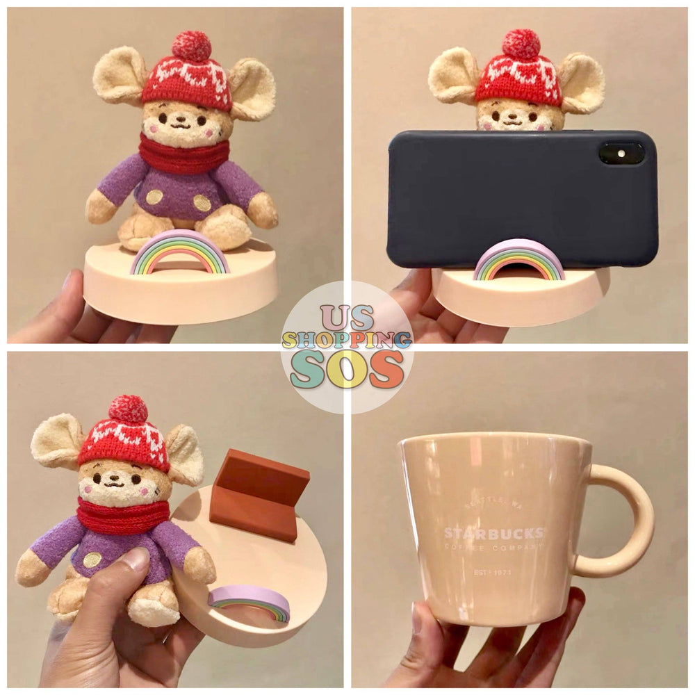 Starbucks China - New Year 2020 Mouse Vacation - 370ml Fluffy Mouse Mug with Lid & Phone Holder