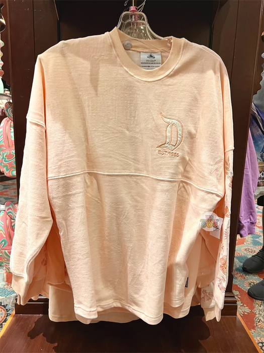 DLR - Spirit Jersey "Disneyland Resort" Embroidery Floral Peach Terry Cloth (Adult)