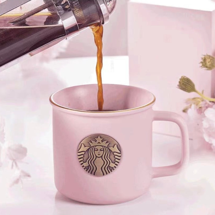 Starbucks China - Cherry Blossom 2022 - 42. Sakura Pink Bronze Logo Ceramic Mug 355ml