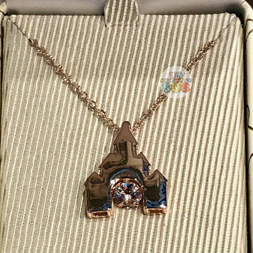 WDW - Disney Park Jewelry (Box) - Rhinestone Castle Necklace (Light Rose Gold)