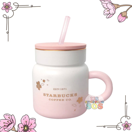 Starbucks China - Sakura 2021 - Cherry Blossom Ombré Straw Mason Jar 410ml
