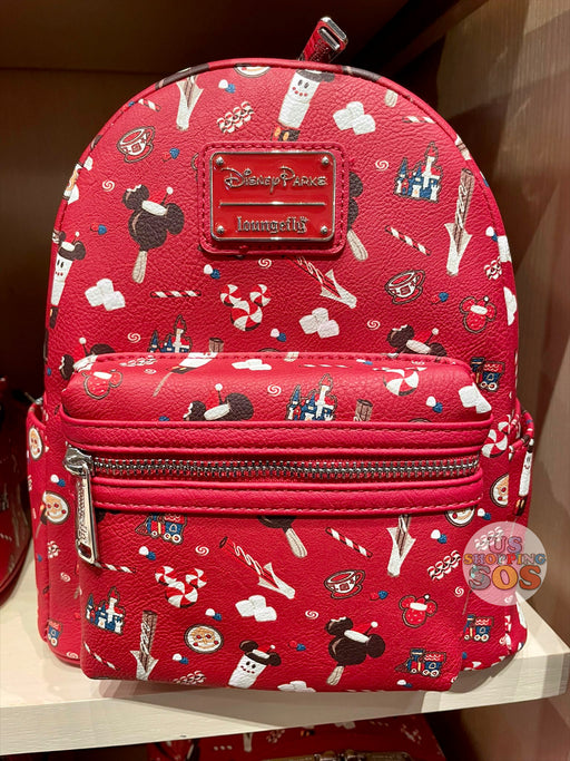 On Hand!!!DLR/WDW - Christmas - Loungefly Disney Snacks All-Over-Print Backpack