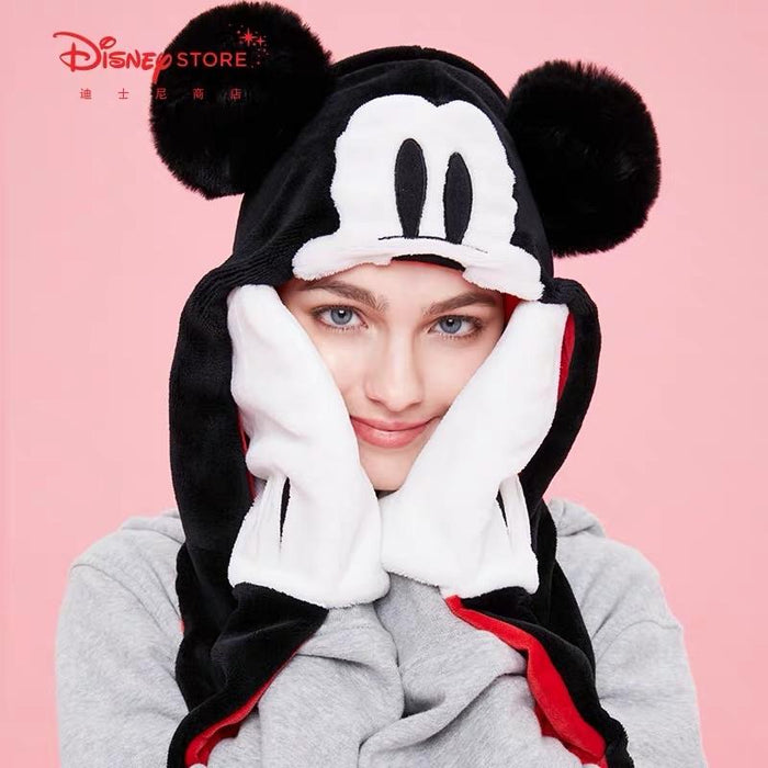 SHDL - Fluffy Warm Winter Collection - Mickey Mouse 3 in 1 Beanie with Long Paw Scarf