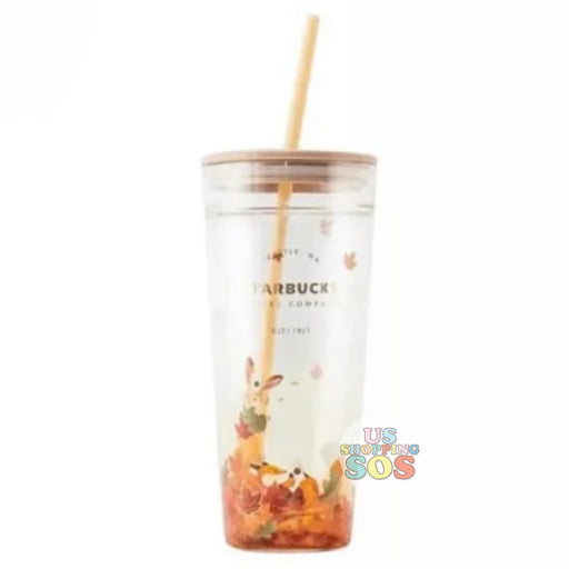 Starbucks 2022 China Autumn Cute Fox Acorn Wall Glass Cup Tumbler