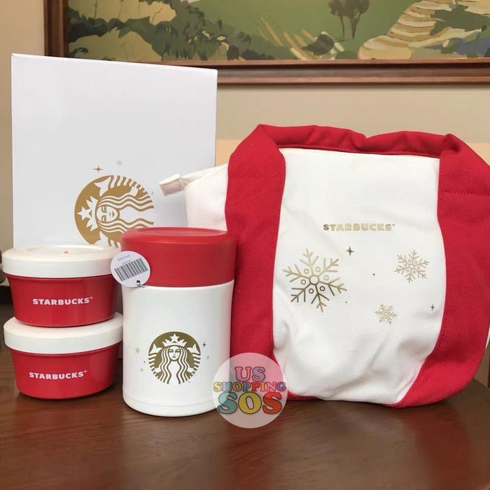 Starbucks China - Christmas Wave - 470ml Thermos Snowflake Lunch Box Set