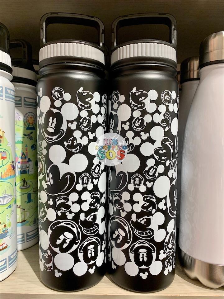 DLR - Stainless Water Bottle - Matte Black All-Over-Print Mickey Mouse