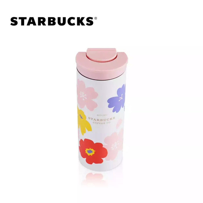 Starbucks China - Spring Blooming 2021 - Pink Lid Floral Stainless Steel Bottle 355ml