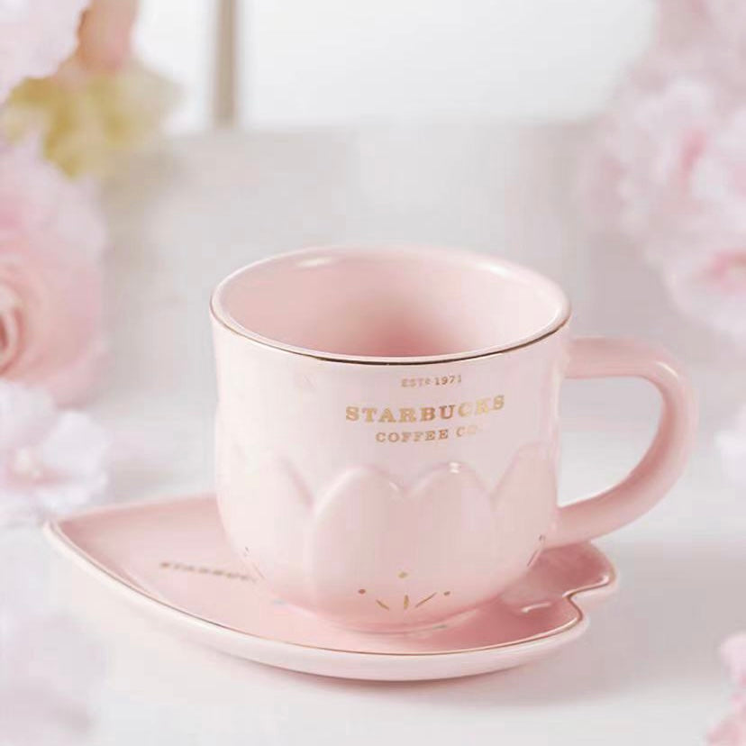 Starbucks China - Cherry Blossom 2022 - 31. Sakura Petal Ceramic Tea Cup & Birdy Saucer 280ml