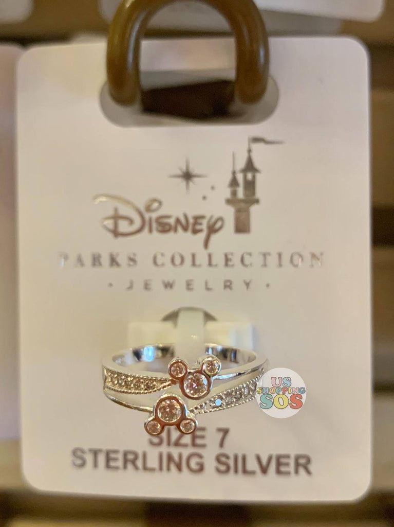 DLR Disney Parks Jewelry Sterling Silver Mickey Double Crystal