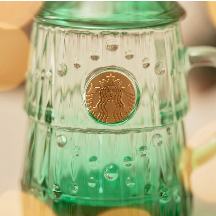 Starbucks China - Christmas 2021 - 8. Christmas Tree Bronze Logo Glass Mug with Lid 310ml
