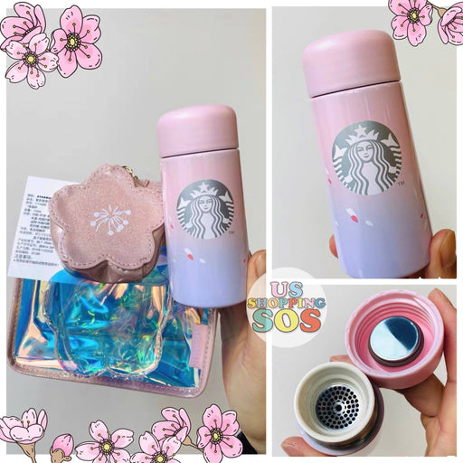 Starbucks China - Sakura Dream - 150ml Pink Sakura Stainless Steel Bottle with Iridescent Bag and Pouch Set