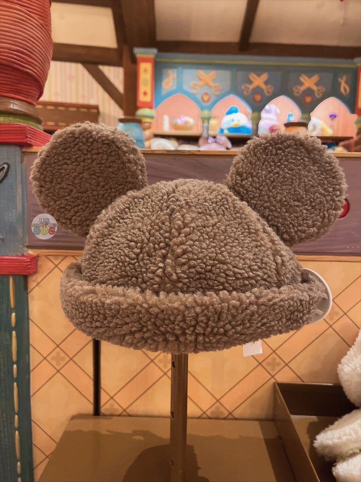 SHDL - Mickey Mouse Sherpa Hat for Adults (Color: Brown)