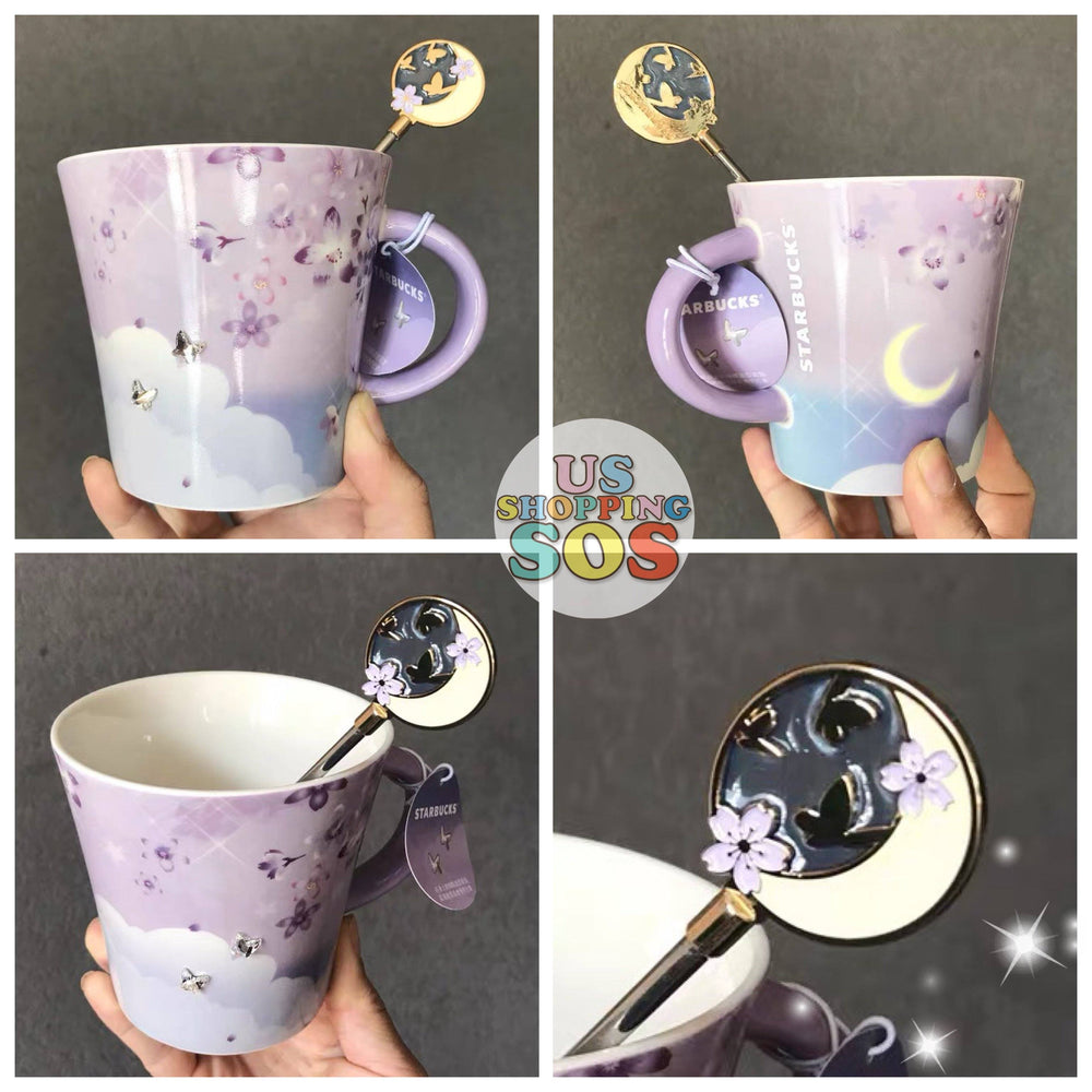 Starbucks China - Purple Sakura - 12oz Swarovski Butterfly Mug with Stir